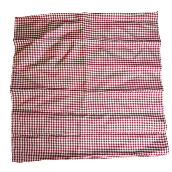 Accessories - 100% Silk Gingham Pocket Square Handkerchief Red White